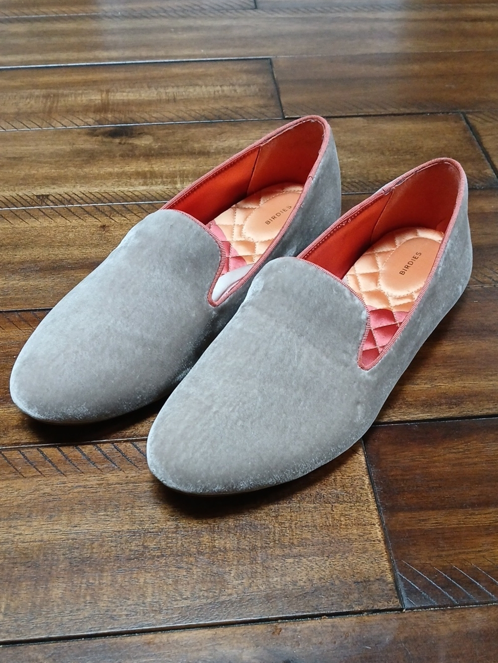 Birdies The Starling Velvet Loafers Beige Slip On Slipper Flats Size 11